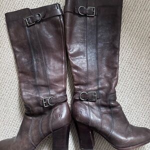 Frye Brown Leather Knee-High Boots, 9.5